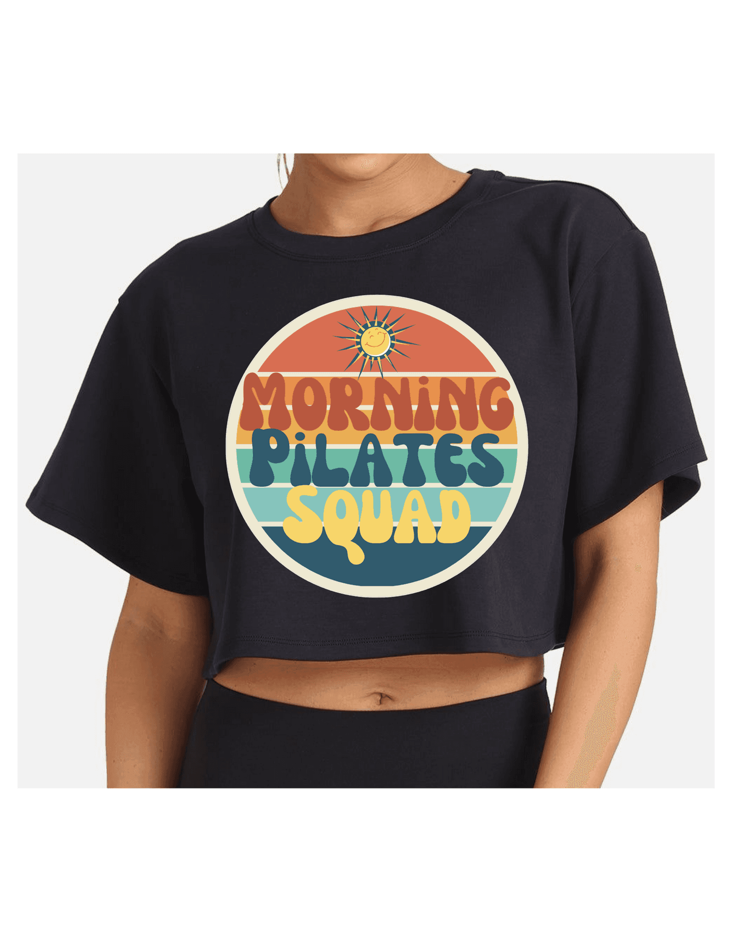 Morning Pilates squad cropped top with sleeve